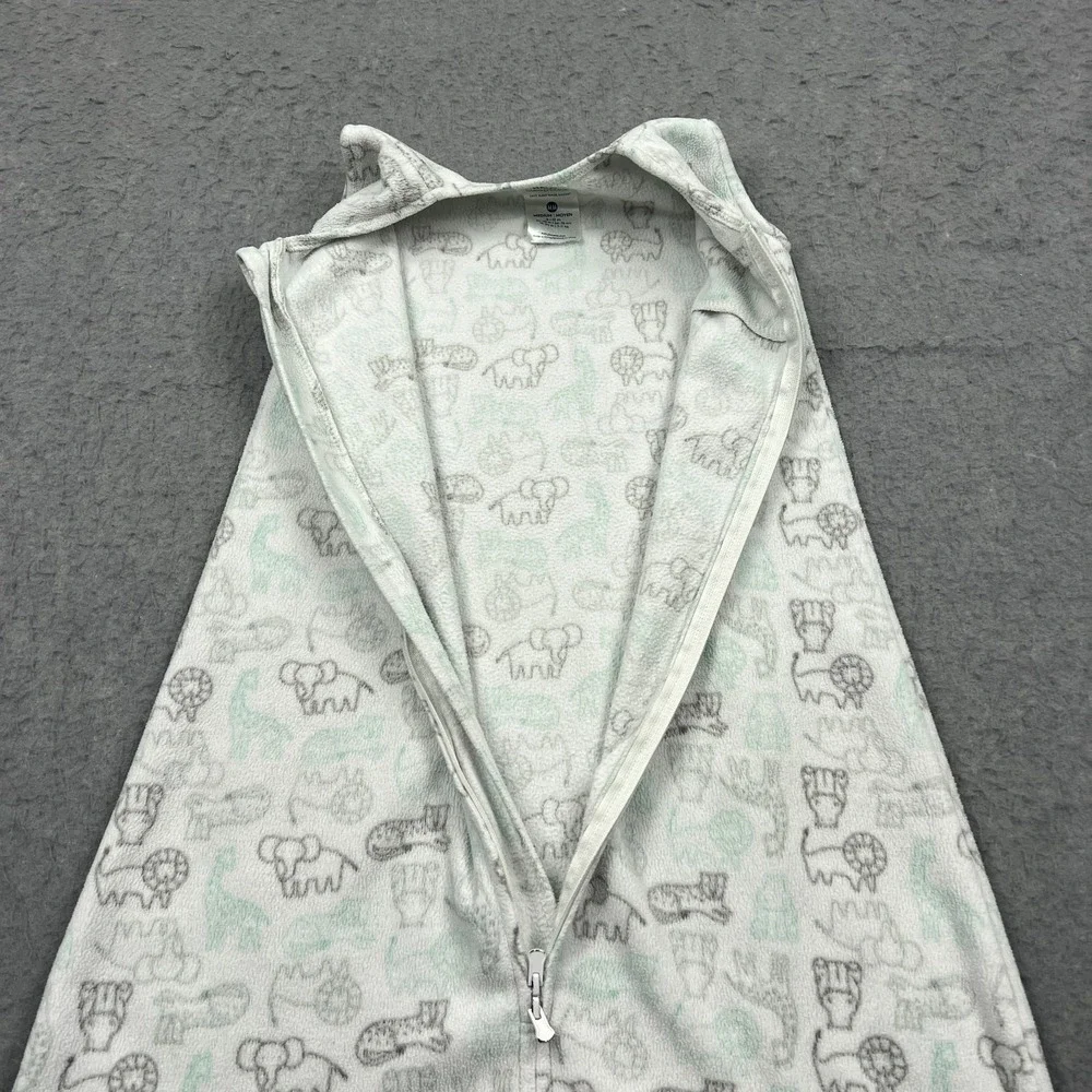 Halo Baby‎ Sleep Sack Size Medium 6-12M Months White Fleece Animals Zip Blanket